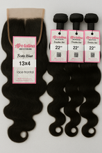 Load image into Gallery viewer, Full Glam Combo: 3 Bundles + 13x4 Frontal Brazilian