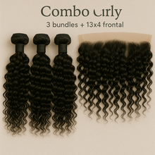 Load image into Gallery viewer, Full Glam Combo: 3 Bundles + 13x4 Frontal Brazilian