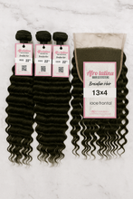Load image into Gallery viewer, Full Glam Combo: 3 Bundles + 13x4 Frontal Brazilian