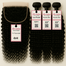 Load image into Gallery viewer, Full Glam Combo: 3 Bundles + 13x4 Frontal Brazilian