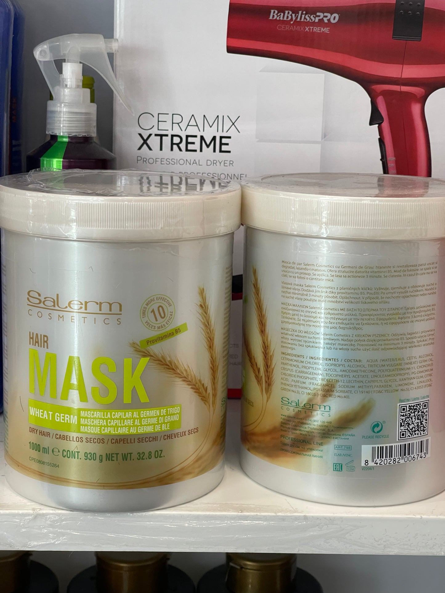 Salerm Cosmetics Hair Mask Wheat Germ – Professional Treatment for Dry & Damaged Hair (1000 ml / 32.8 oz)