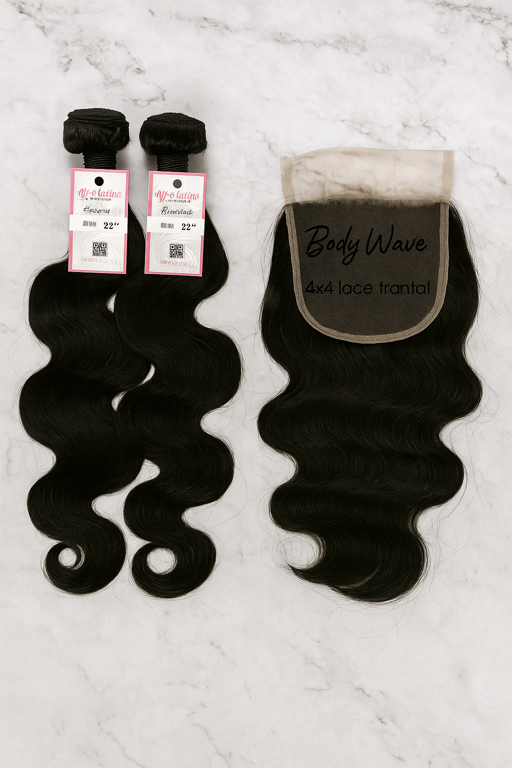Natural Look Combo: 2 Bundles + 4x4 Frontal Brazilian