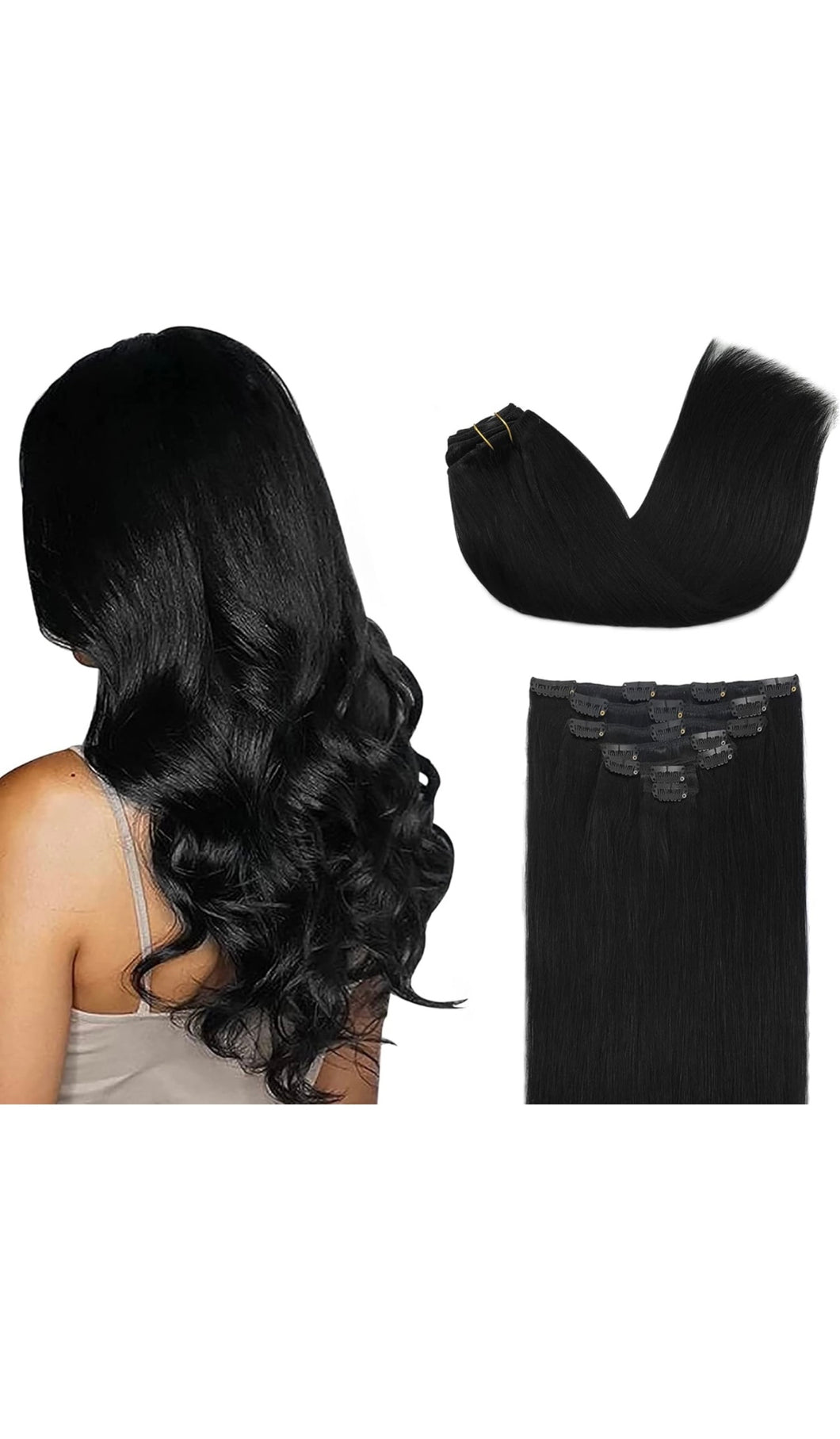 Classic Hair Extensions Clip-in, Color 1B Body Wave Indian