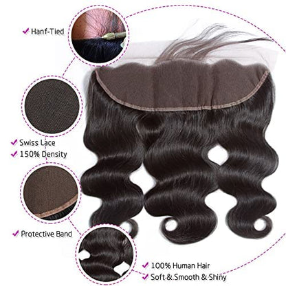 Full Glam Combo: 3 Bundles + 13x4 Frontal Brazilian