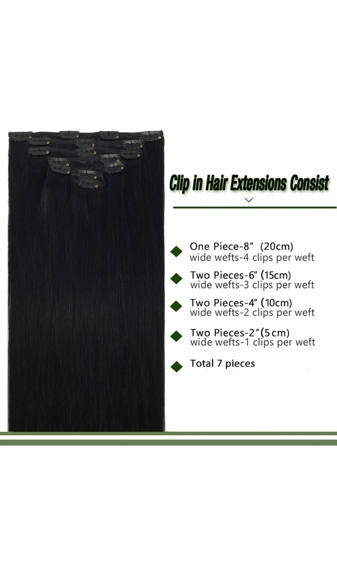 Classic Hair Extensions Clip-in, Color 1B Body Wave Indian