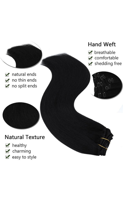 Classic Hair Extensions Clip-in, Color 1B Body Wave Indian