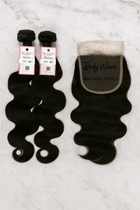 Natural Look Combo: 2 Bundles + 4x4 Frontal Brazilian