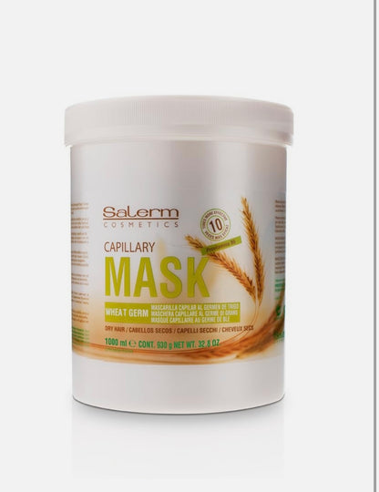Salerm Cosmetics Hair Mask Wheat Germ – Professional Treatment for Dry & Damaged Hair (1000 ml / 32.8 oz)