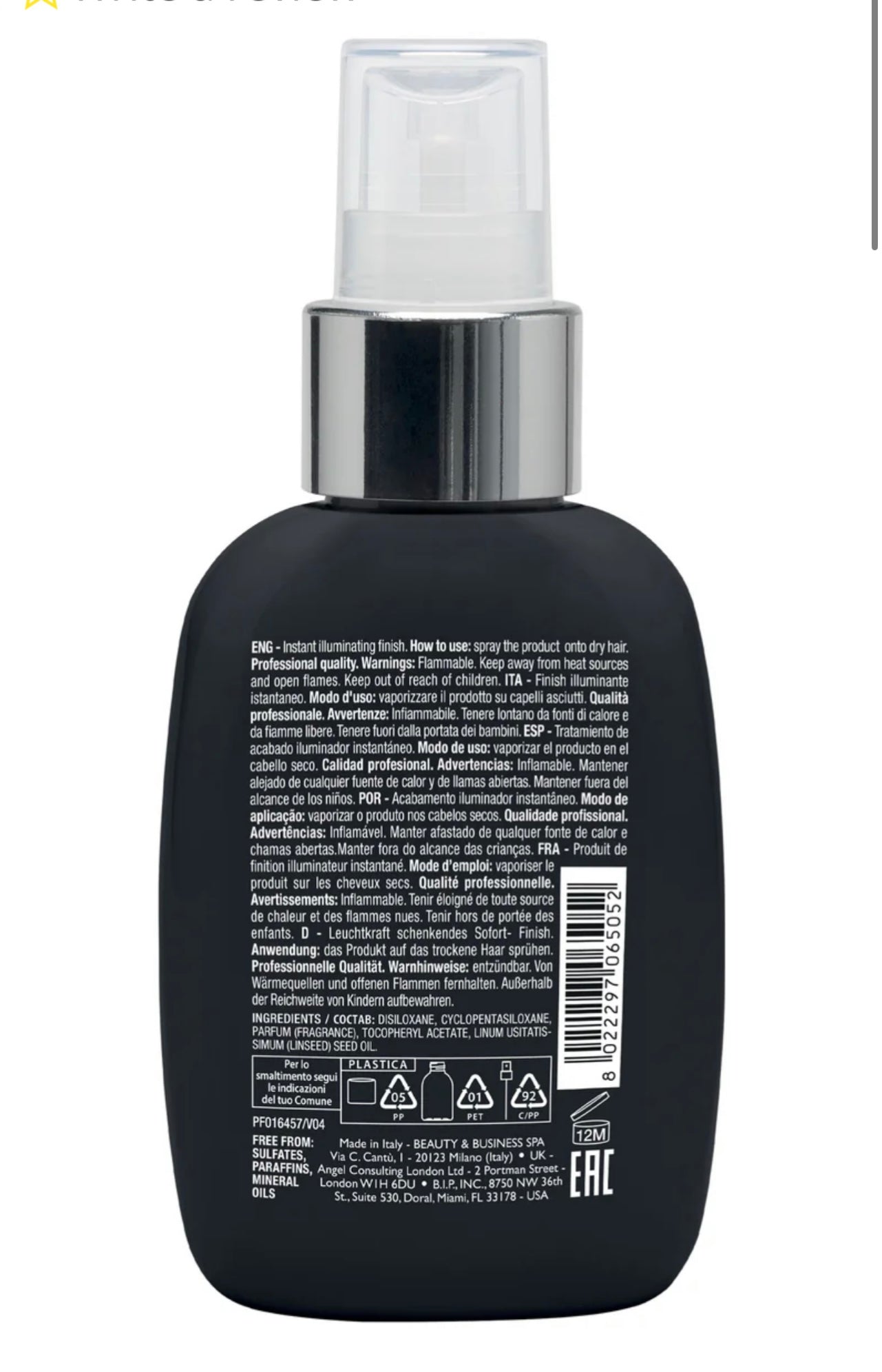 ALFAPARF Milano Semi Di Lino Cristalli Spray – Instant Illuminating Finish (125 ml / 4.23 fl oz)