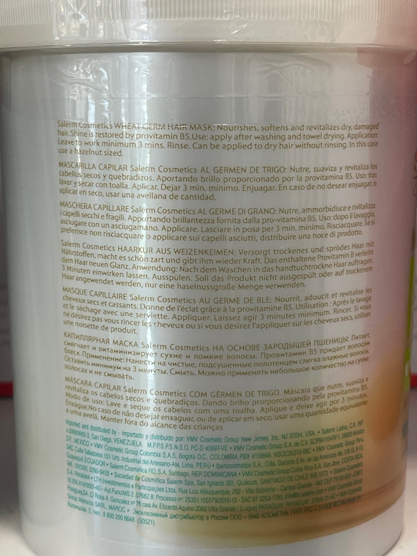 Salerm Cosmetics Hair Mask Wheat Germ – Professional Treatment for Dry & Damaged Hair (1000 ml / 32.8 oz)