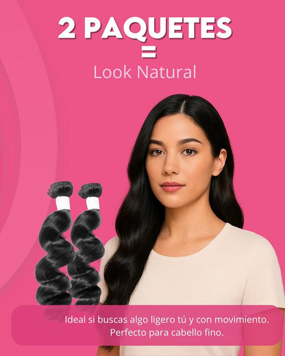 Natural Look Combo: 2 Bundles + 4x4 Frontal Brazilian