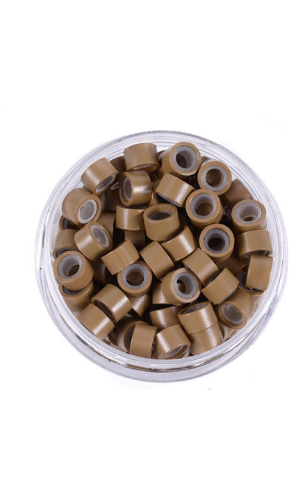 MICRO LINKS, ALUMINUM BEADS: SILICONE-LINED (VOLUME WEFT/HAND-TIED WEFT) - 5MM X 3MM X 3MM