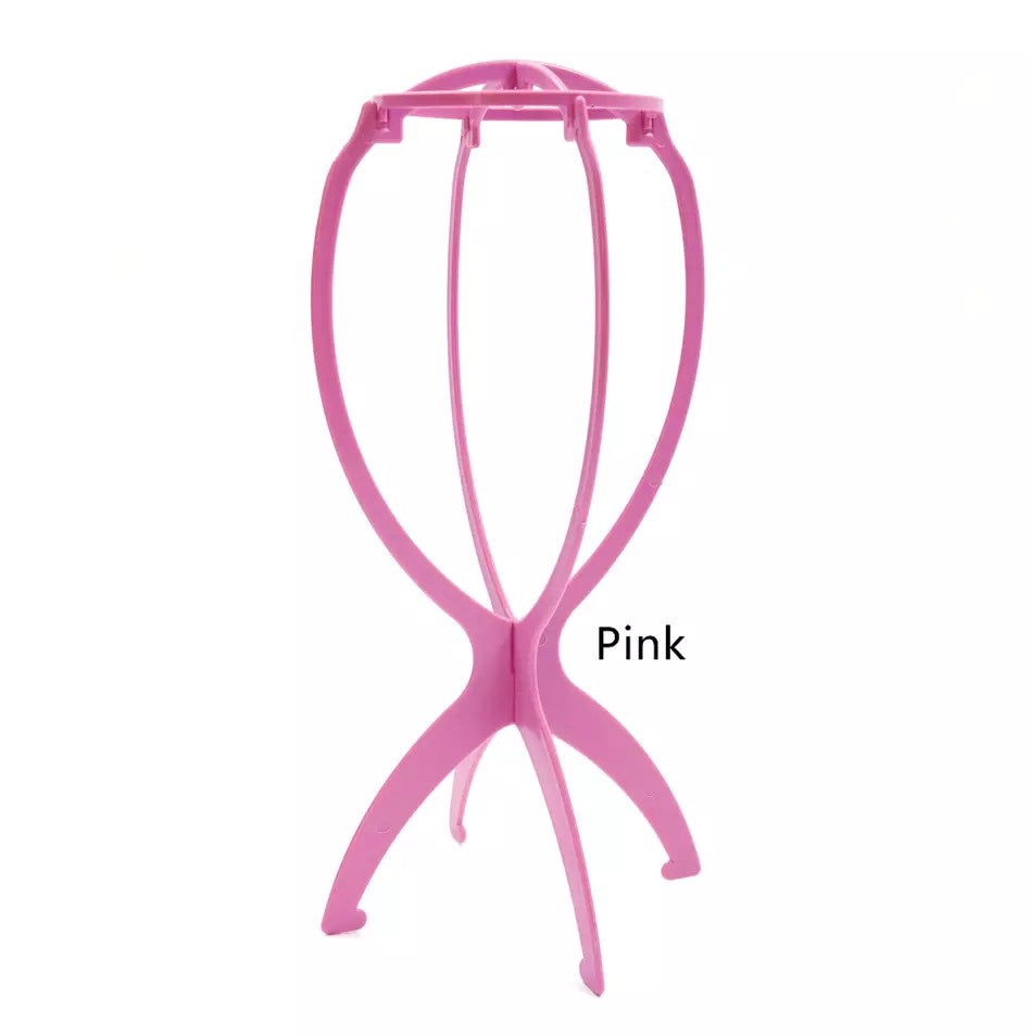 5Pcs Plastic Wig Stand Wig Hanger Stand Pink Portable Collapsible