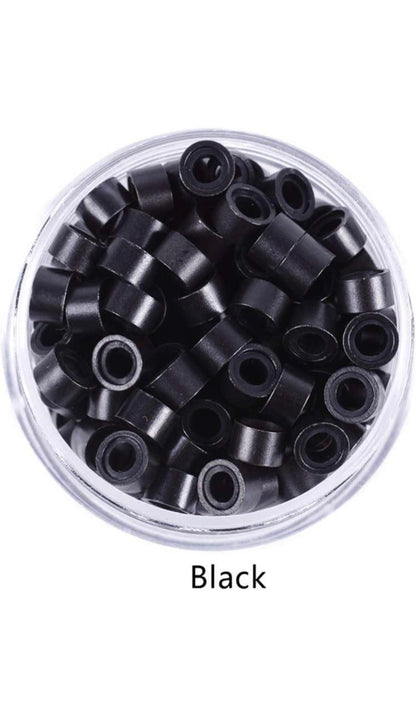 MICRO LINKS, ALUMINUM BEADS: SILICONE-LINED (VOLUME WEFT/HAND-TIED WEFT) - 5MM X 3MM X 3MM