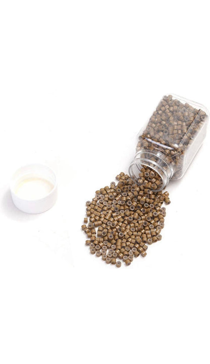 MICRO LINKS, ALUMINUM BEADS: SILICONE-LINED (VOLUME WEFT/HAND-TIED WEFT) - 5MM X 3MM X 3MM