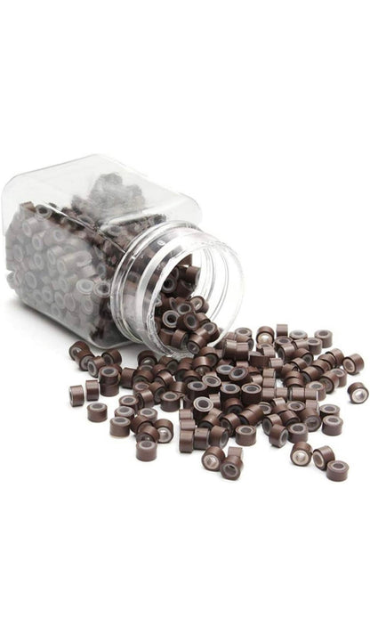 MICRO LINKS, ALUMINUM BEADS: SILICONE-LINED (VOLUME WEFT/HAND-TIED WEFT) - 5MM X 3MM X 3MM
