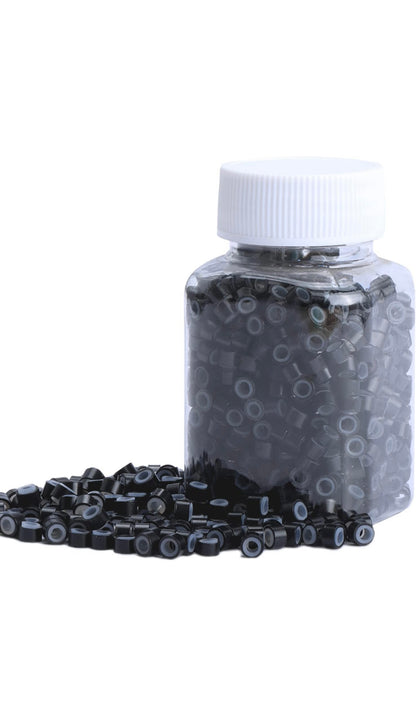 MICRO LINKS, ALUMINUM BEADS: SILICONE-LINED (VOLUME WEFT/HAND-TIED WEFT) - 5MM X 3MM X 3MM